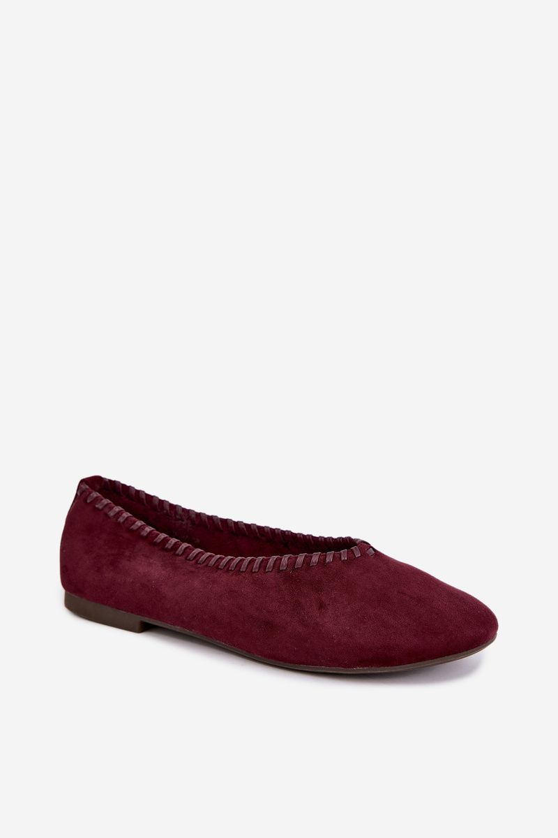 Ballerinas mit geflochtener Umrandung bordeaux