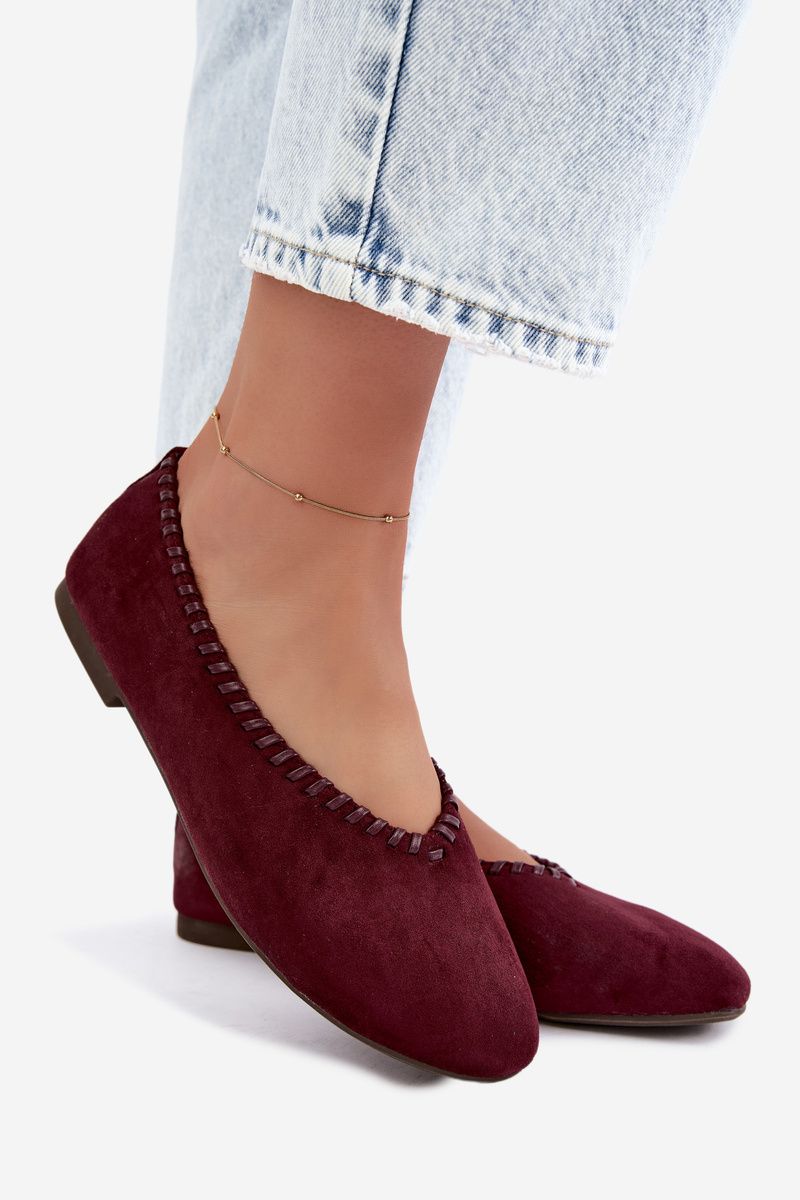 Ballerinas mit geflochtener Umrandung bordeaux