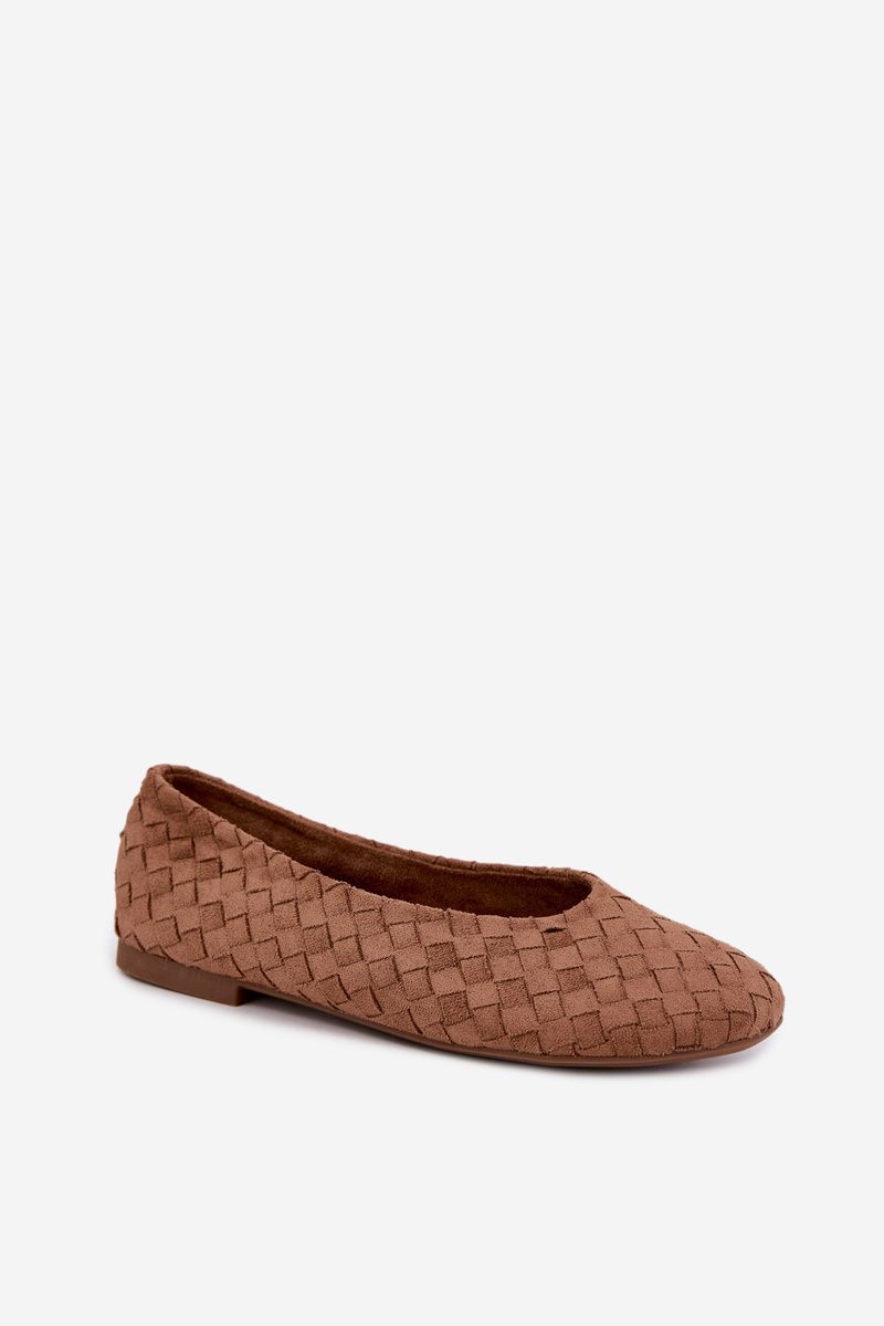 Geflochtene flache Ballerinas braun