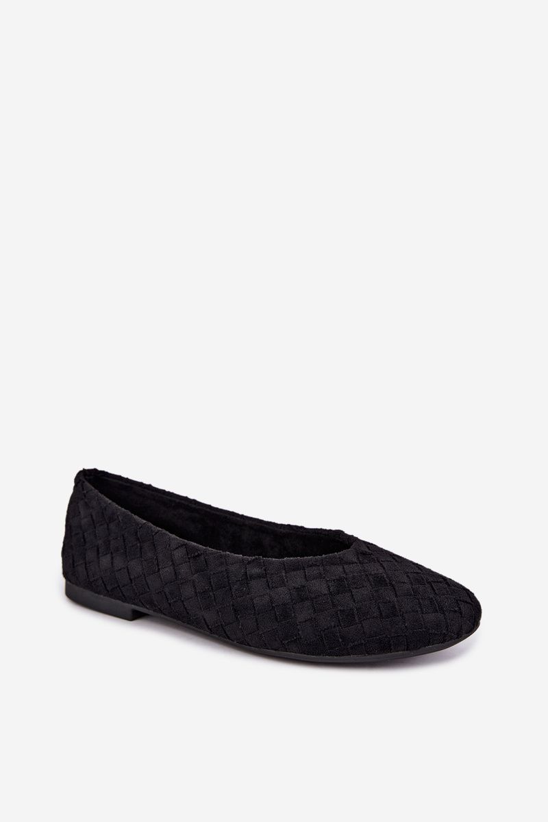 Geflochtene flache Ballerina Schwarz
