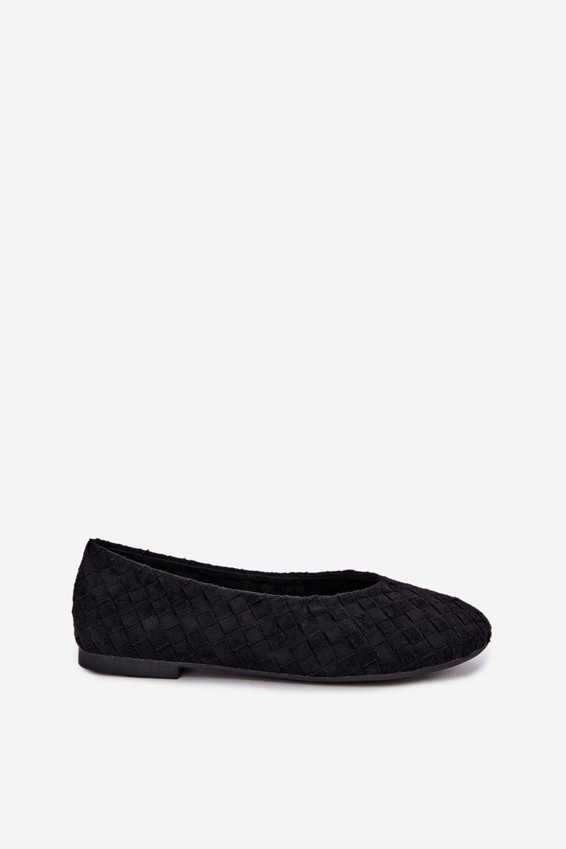 Geflochtene flache Ballerina Schwarz