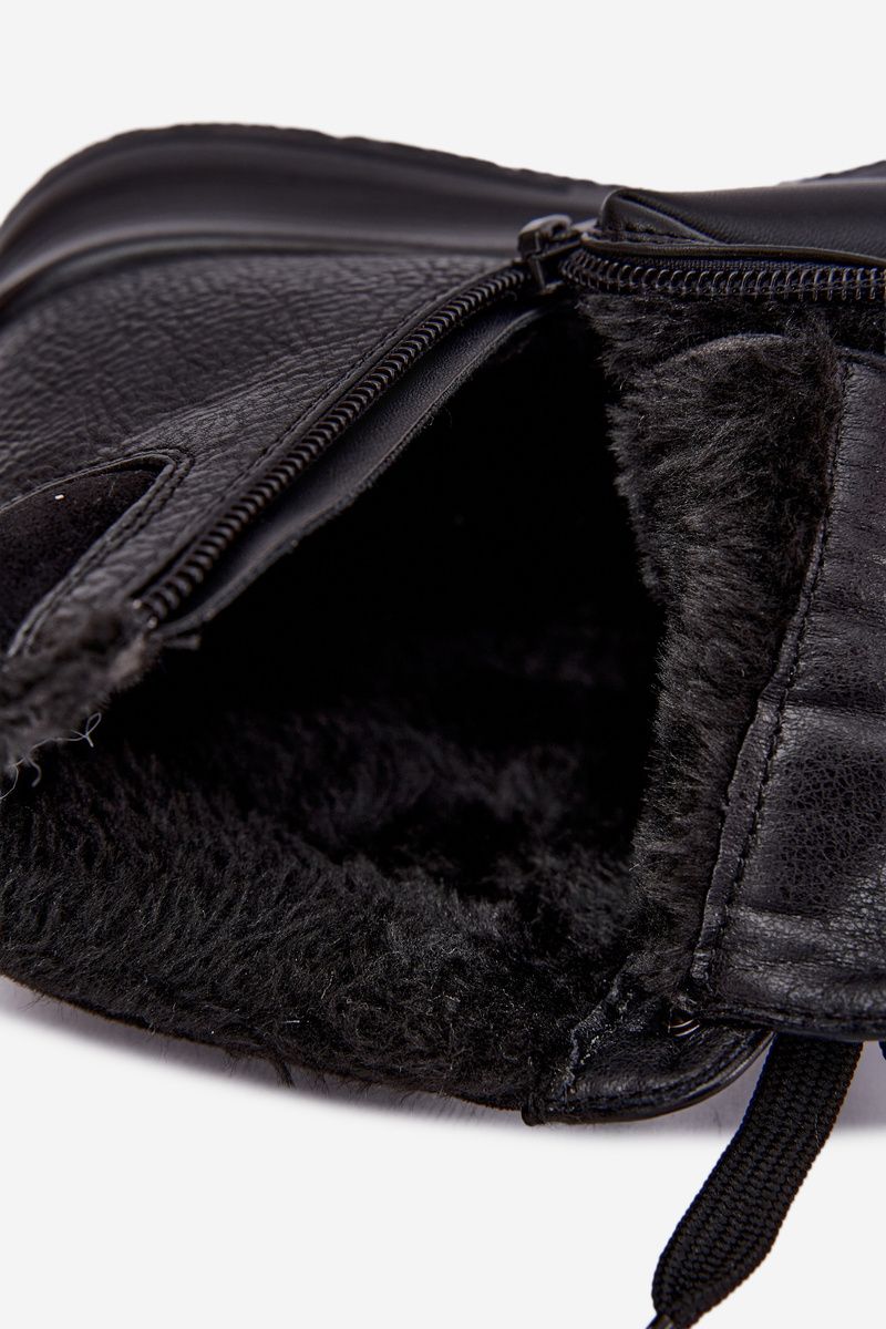 Schwarze Keilabsatz-Stiefelette mit Fellfutter