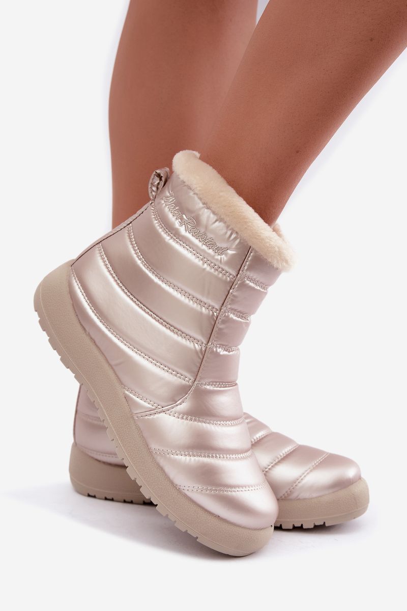 Beige gefütterte Schneestiefel mit Plateau