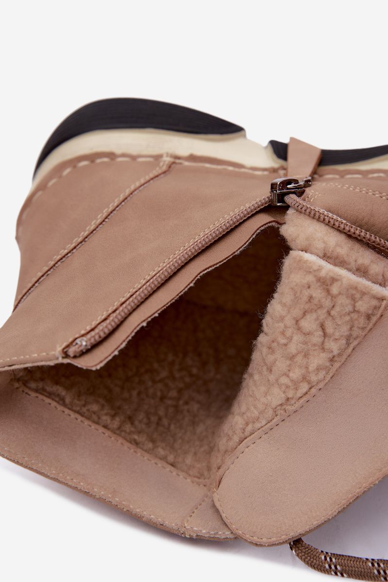 Beige gefütterte Stiefelette mit Plateau