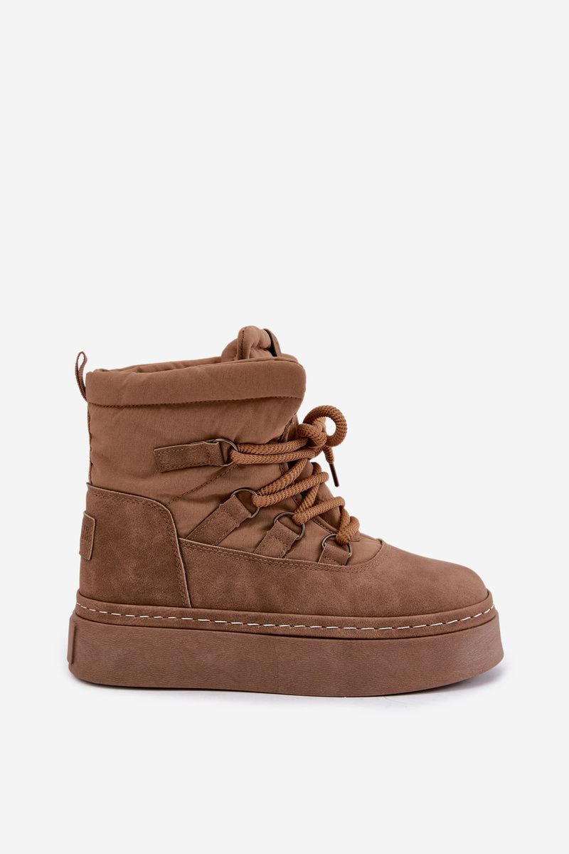 Schnürbare Schneestiefel mit Plateau, braun
