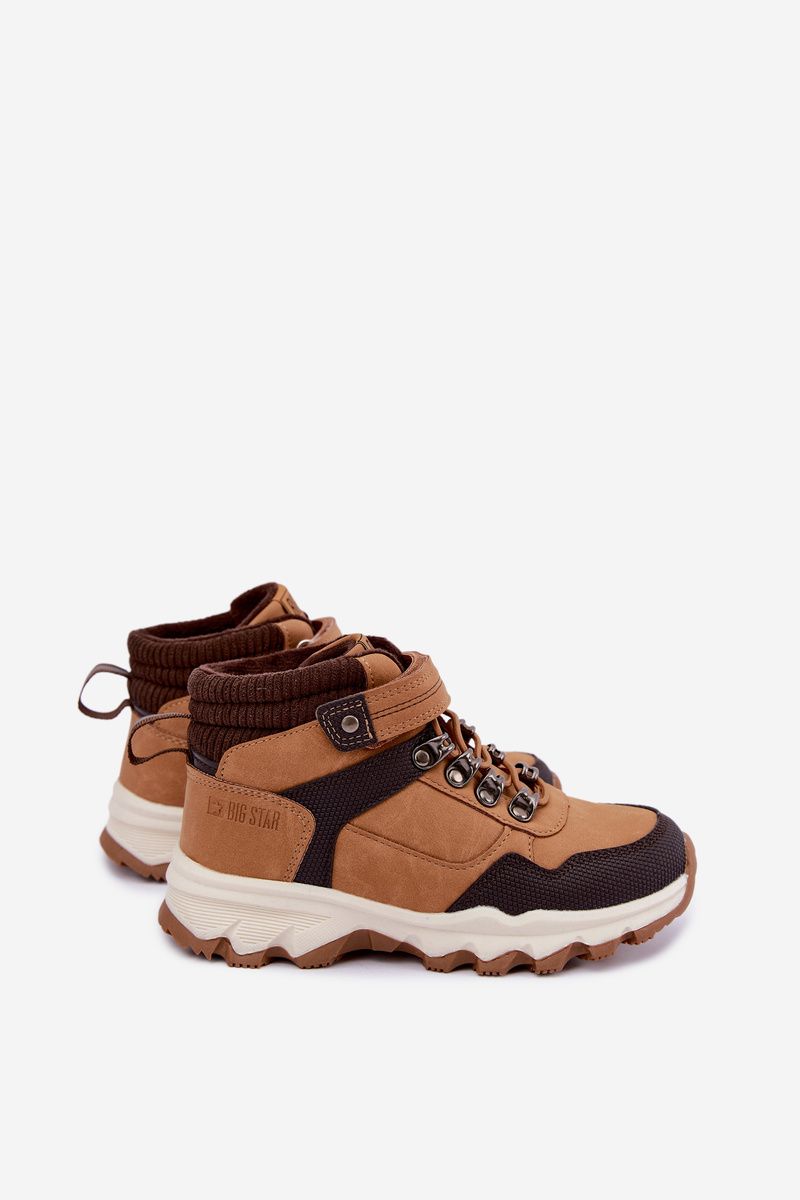 Gefütterte Trekkingschuhe mit Klettverschluss, braun