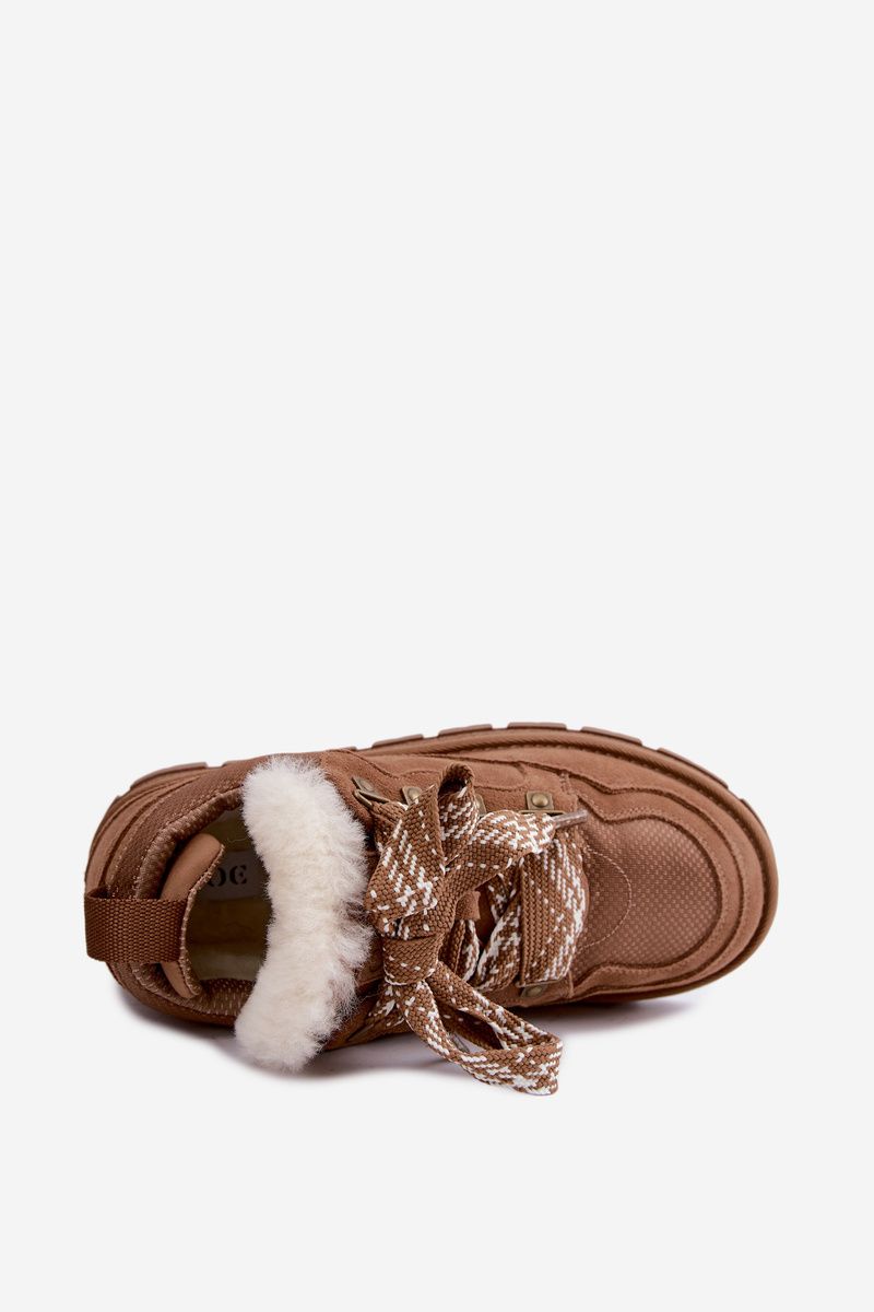 Schnürbare Schneestiefel aus Veloursleder