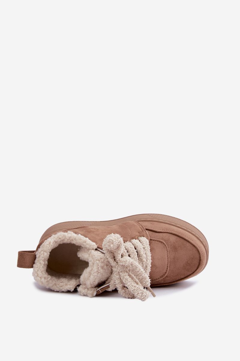 Snowboots mit Lammfell auf Plateausohle, beige