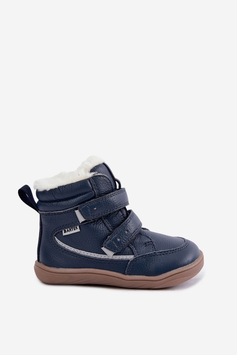 Blaue Barfuß-Schneestiefel aus Leder