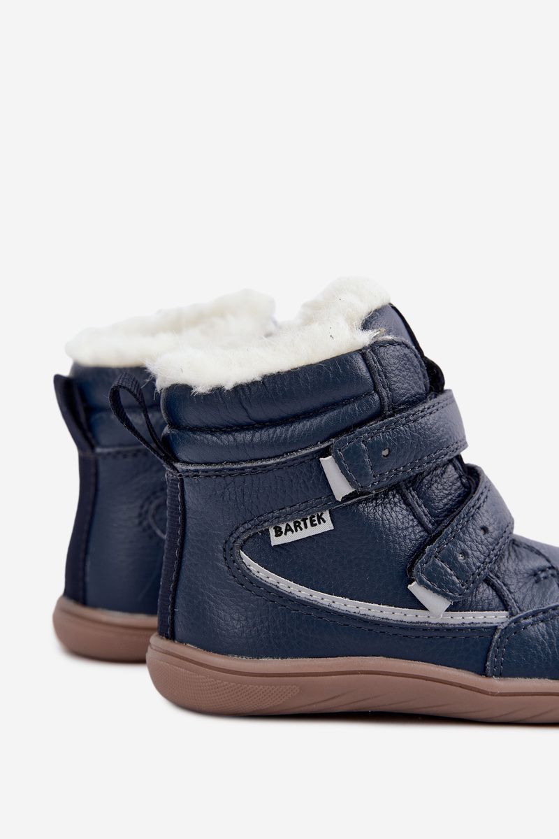 Blaue Barfuß-Schneestiefel aus Leder