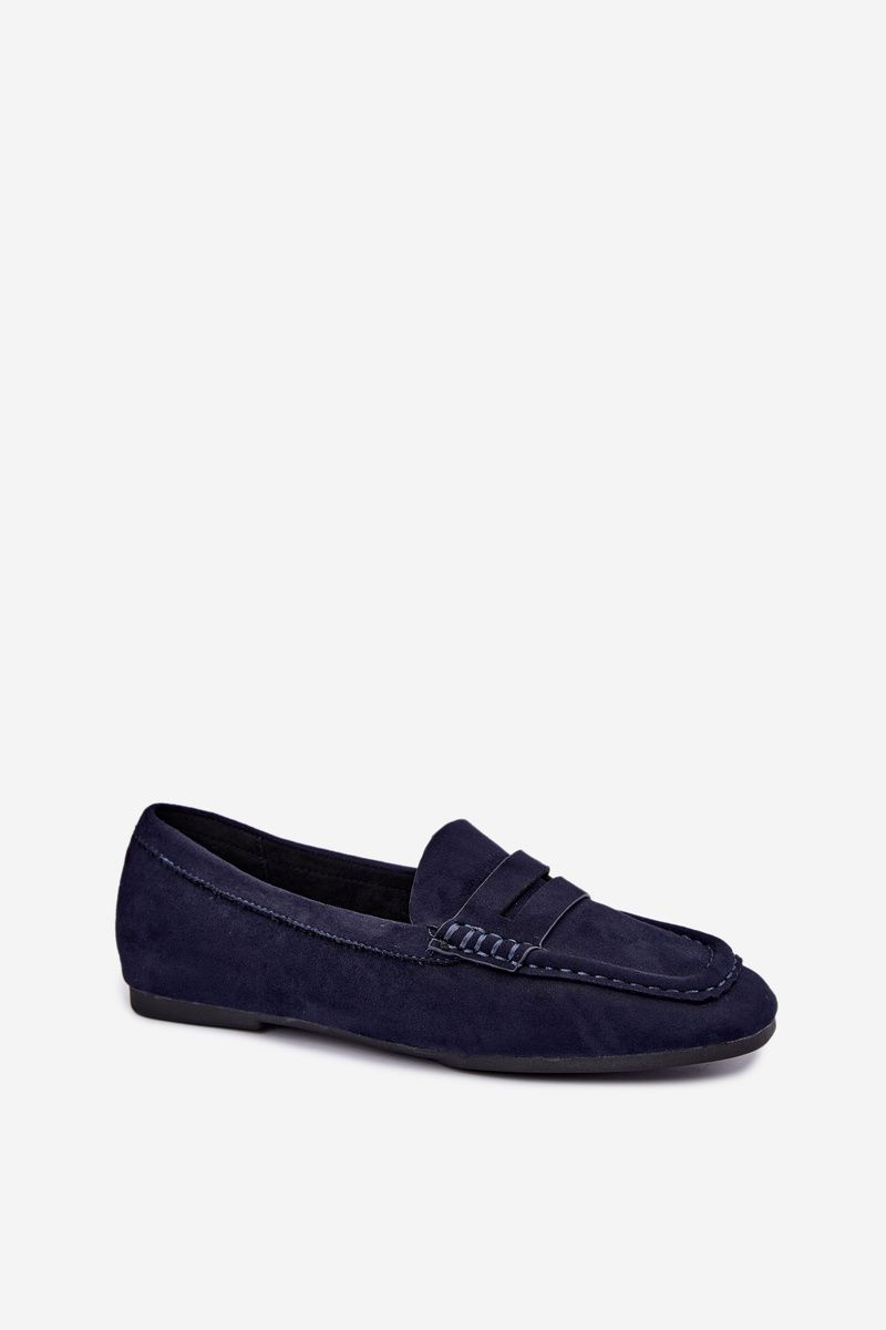 Flache Mokassins aus blauem Wildleder