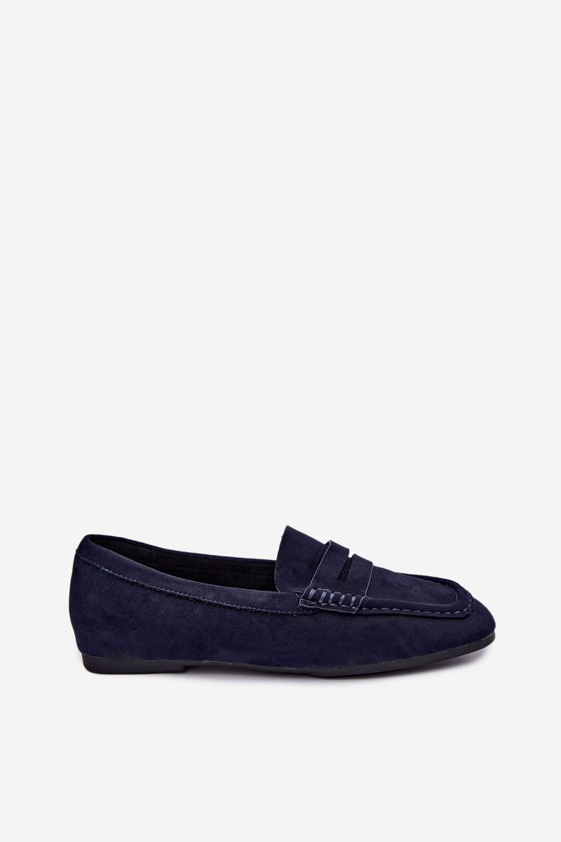 Flache Mokassins aus blauem Wildleder