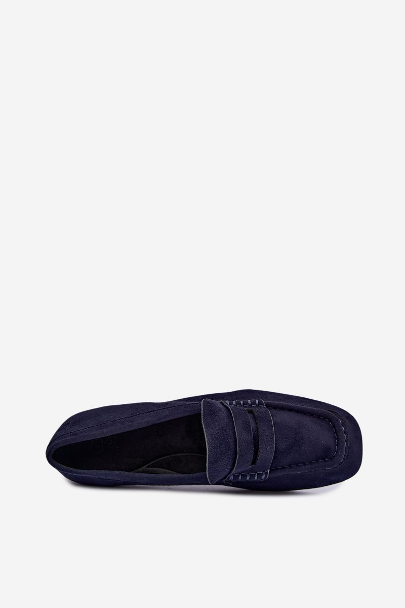 Flache Mokassins aus blauem Wildleder