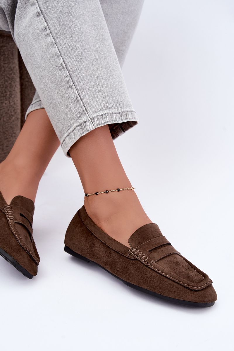 Beige Mokassins aus Wildlederimitat ohne Absatz