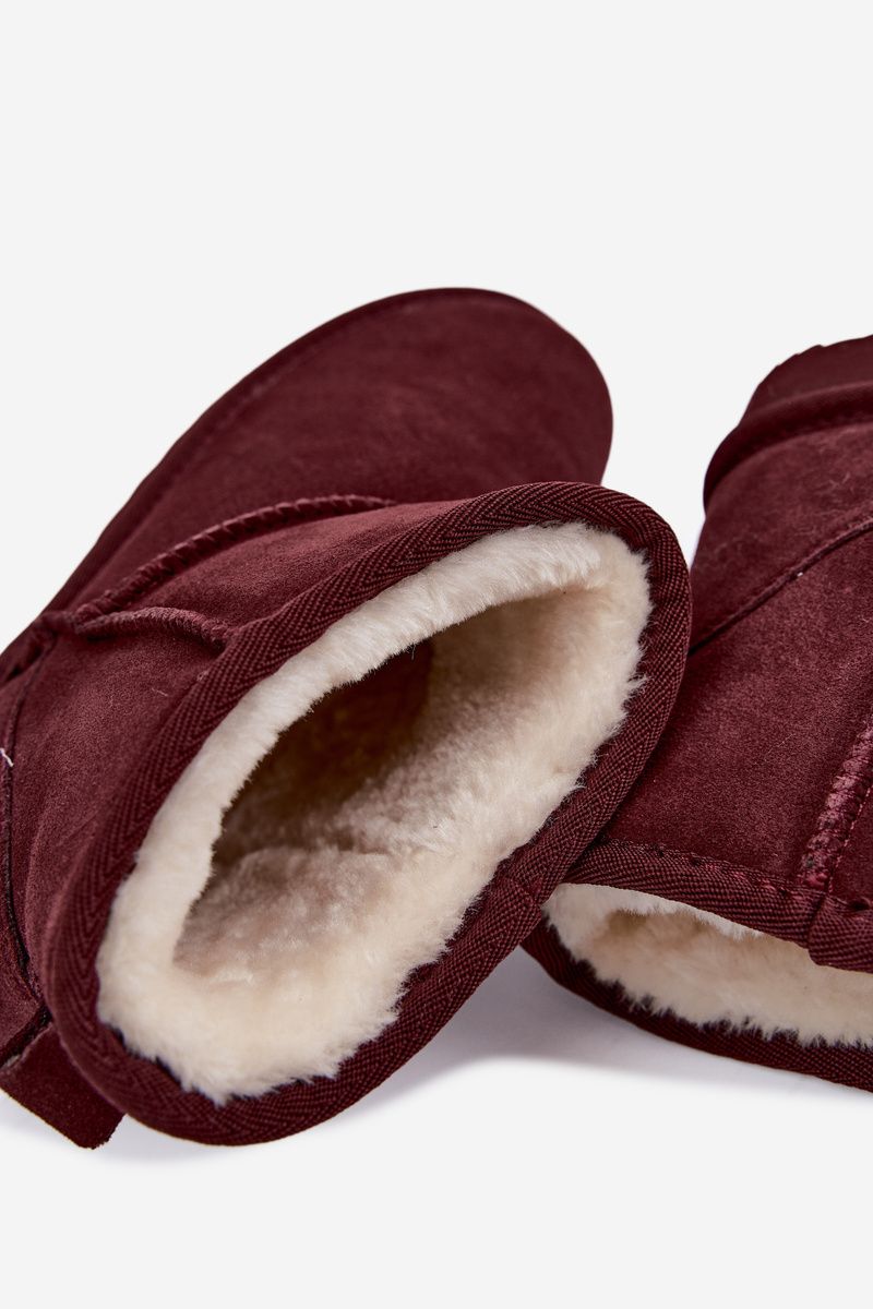 Gefütterte Wildleder-Snowboots mit Fell, bordeaux