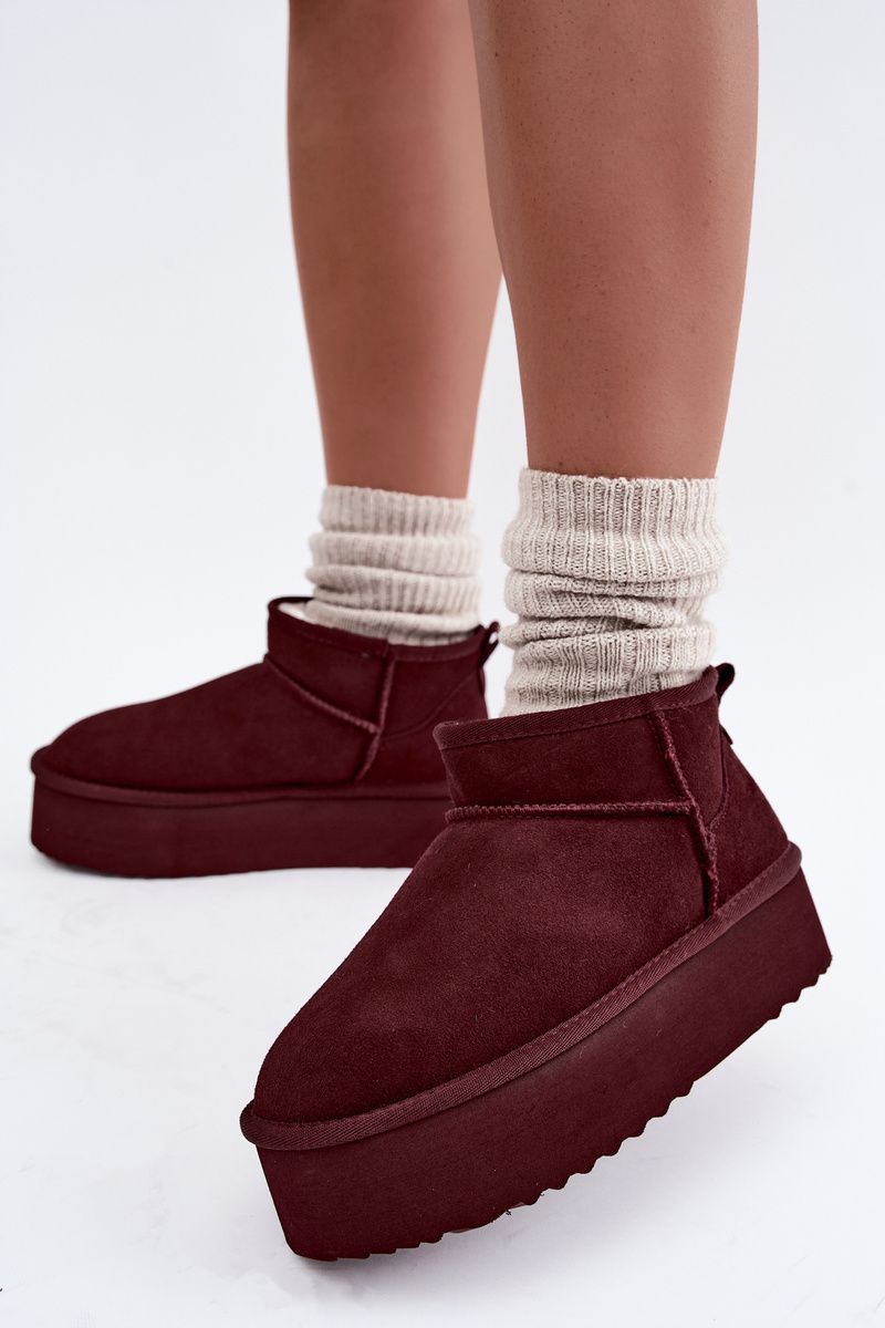 Snowboots aus echtem Veloursleder bordeaux
