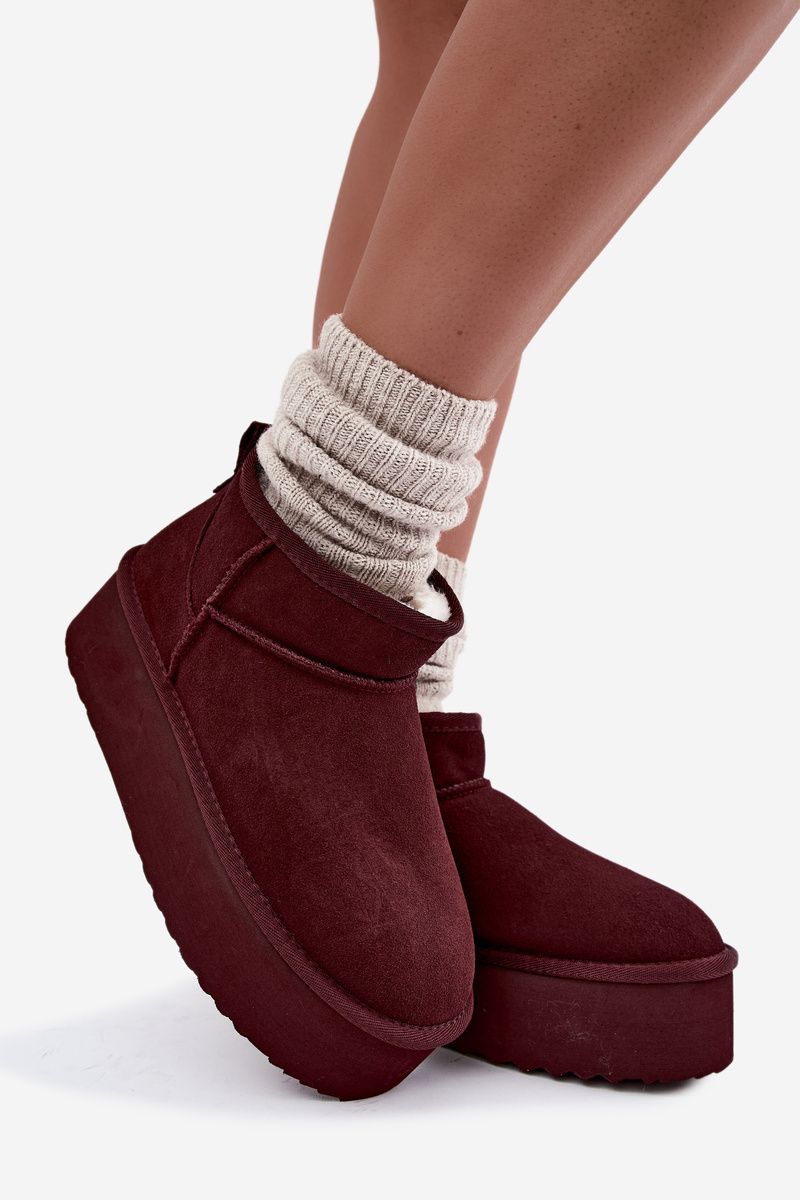 Snowboots aus echtem Veloursleder bordeaux