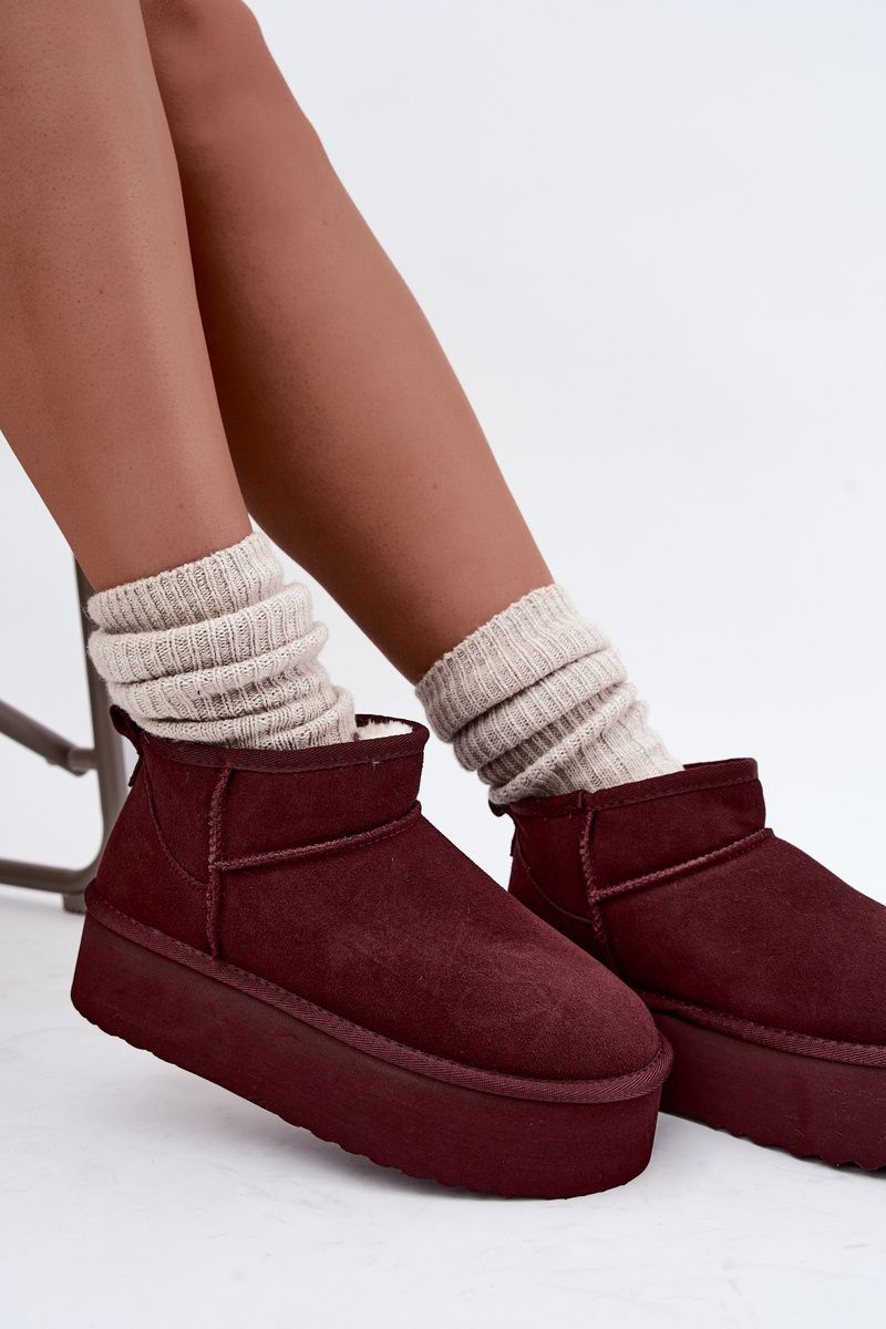 Snowboots aus echtem Veloursleder bordeaux