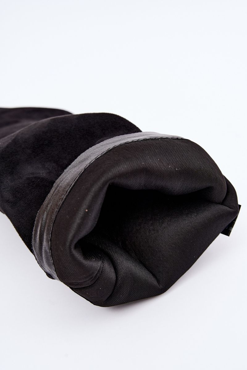 Schwarze Overknee-Stiefel mit doppeltem Schaft und Blockabsatz, gefüttert