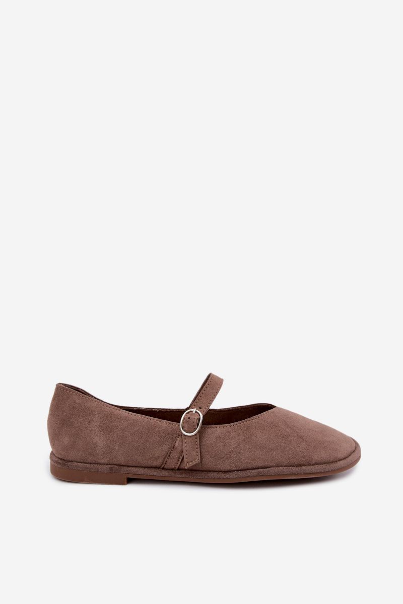 Barefoot-Ballerina mit Riemen aus beigem Wildleder
