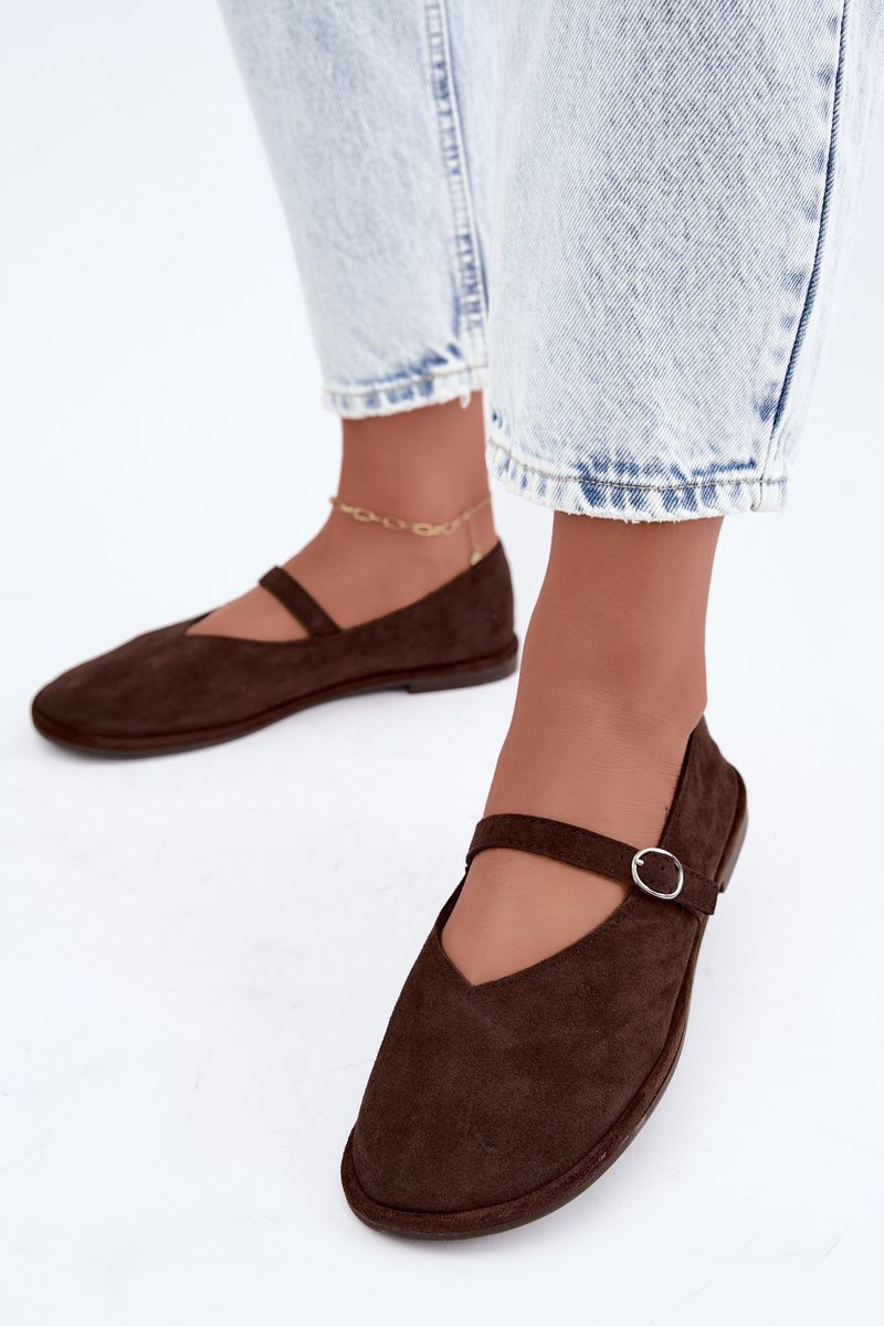 Barefoot Ballerina mit Riemen aus braunem Wildlederimitat