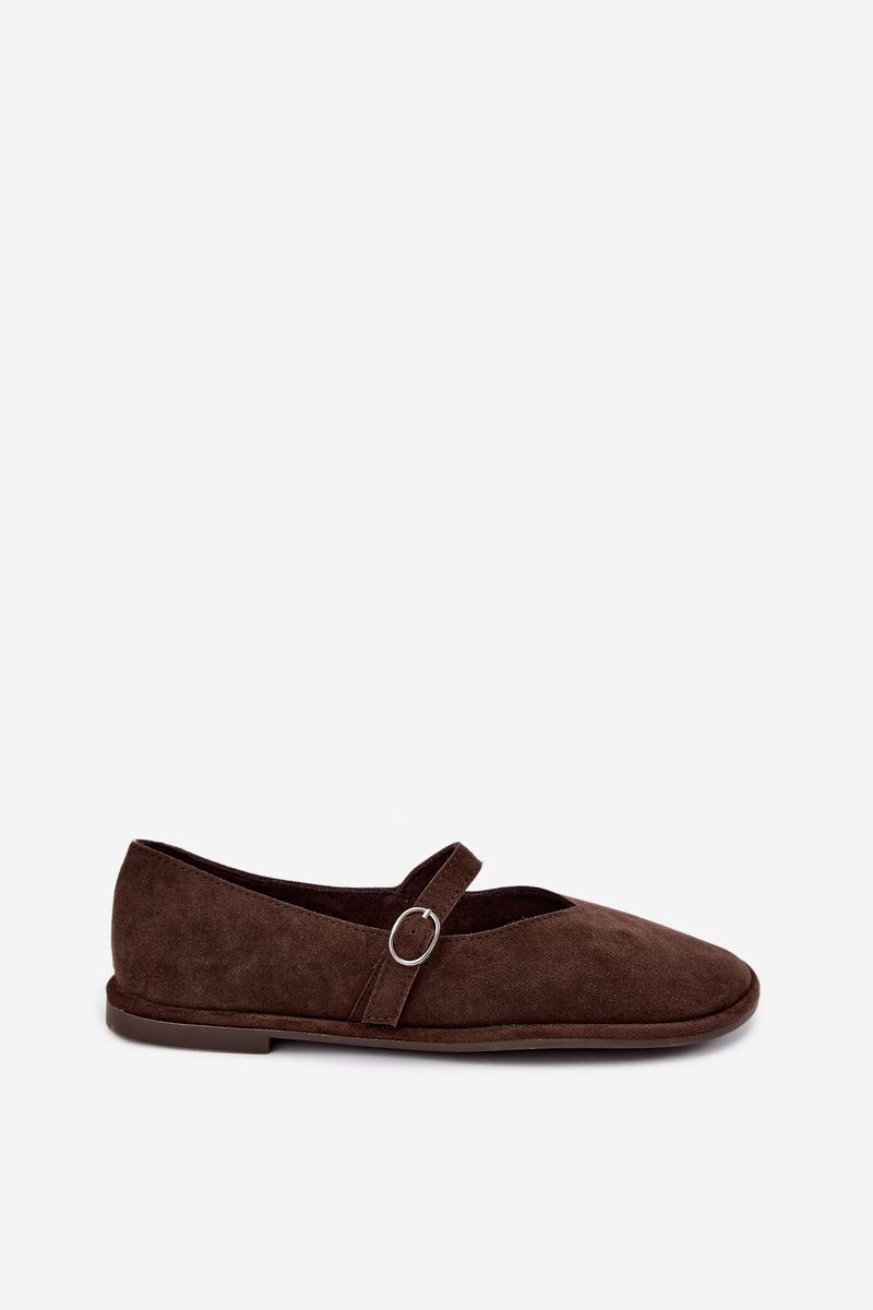 Barefoot Ballerina mit Riemen aus braunem Wildlederimitat