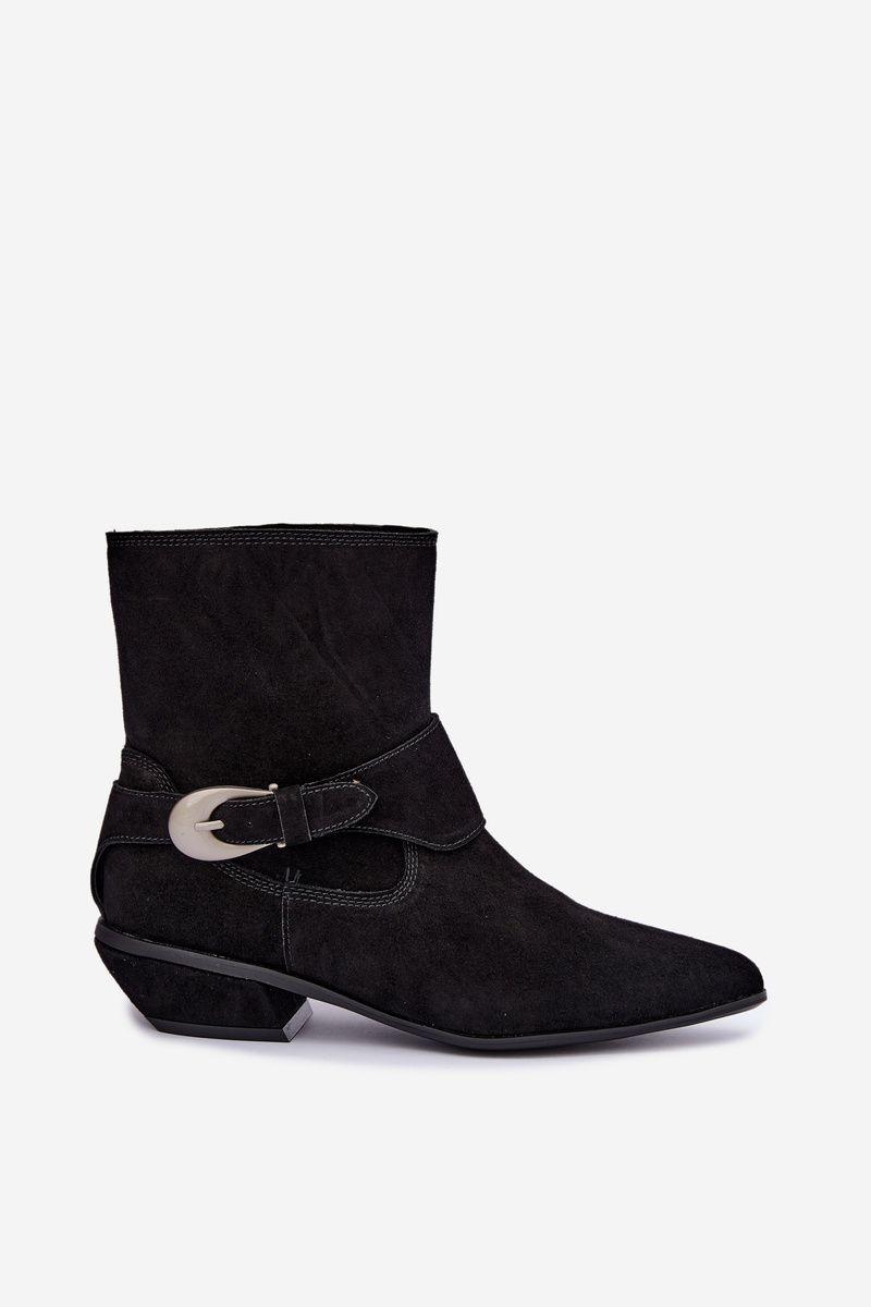 Gefütterte schwarze Ankle Boots aus echtem Veloursleder