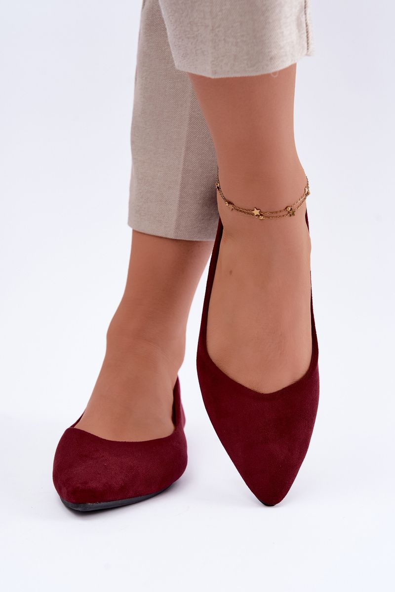 Flache Ballerinas aus Eco-Wildleder in Bordeaux