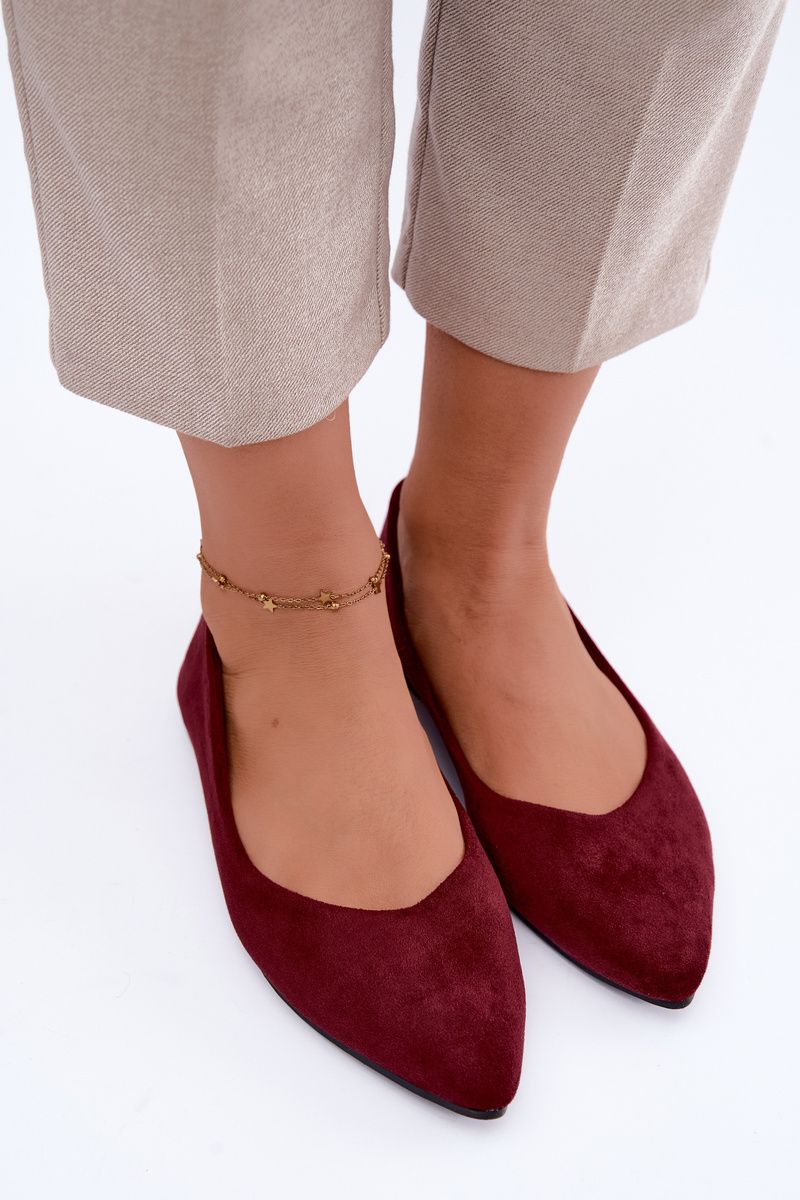 Flache Ballerinas aus Eco-Wildleder in Bordeaux