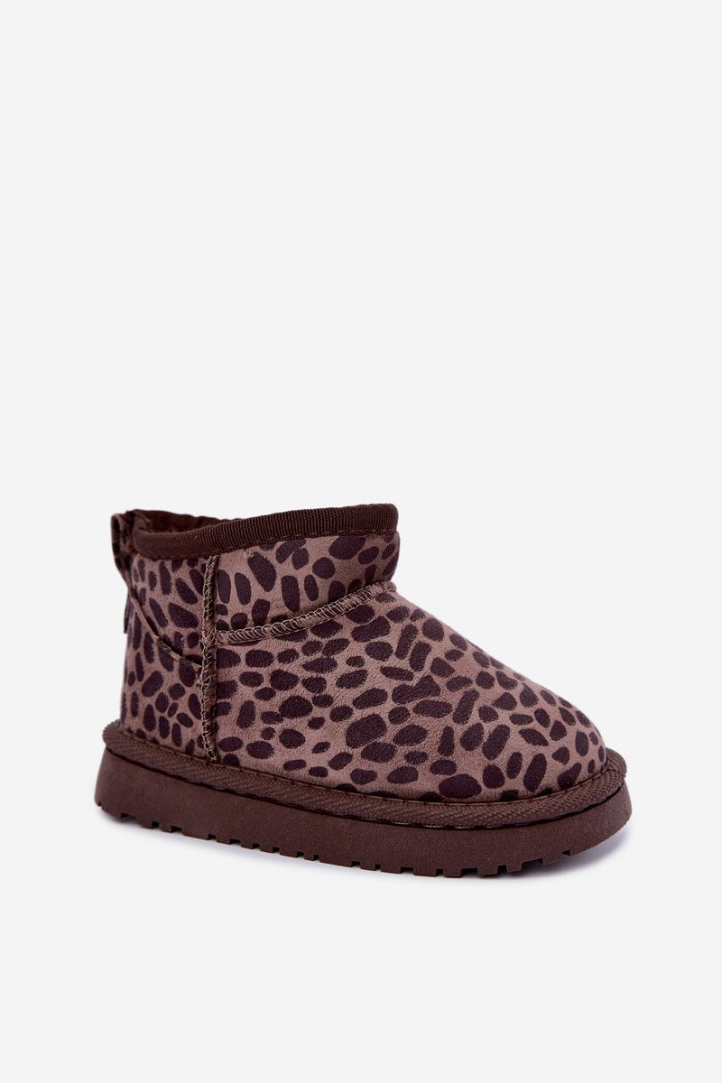 Schneestiefel mit Leopardenmuster, braun, aus Kunstveloursleder