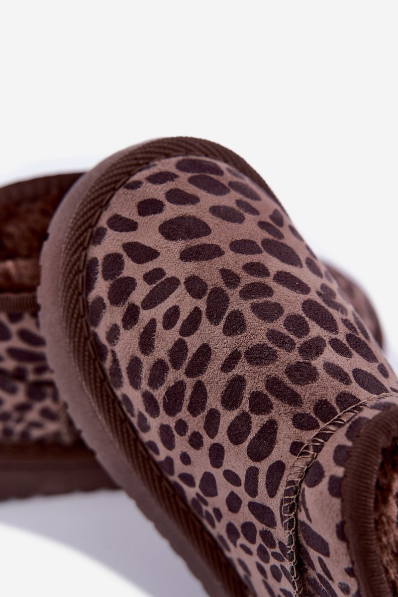 Schneestiefel mit Leopardenmuster, braun, aus Kunstveloursleder