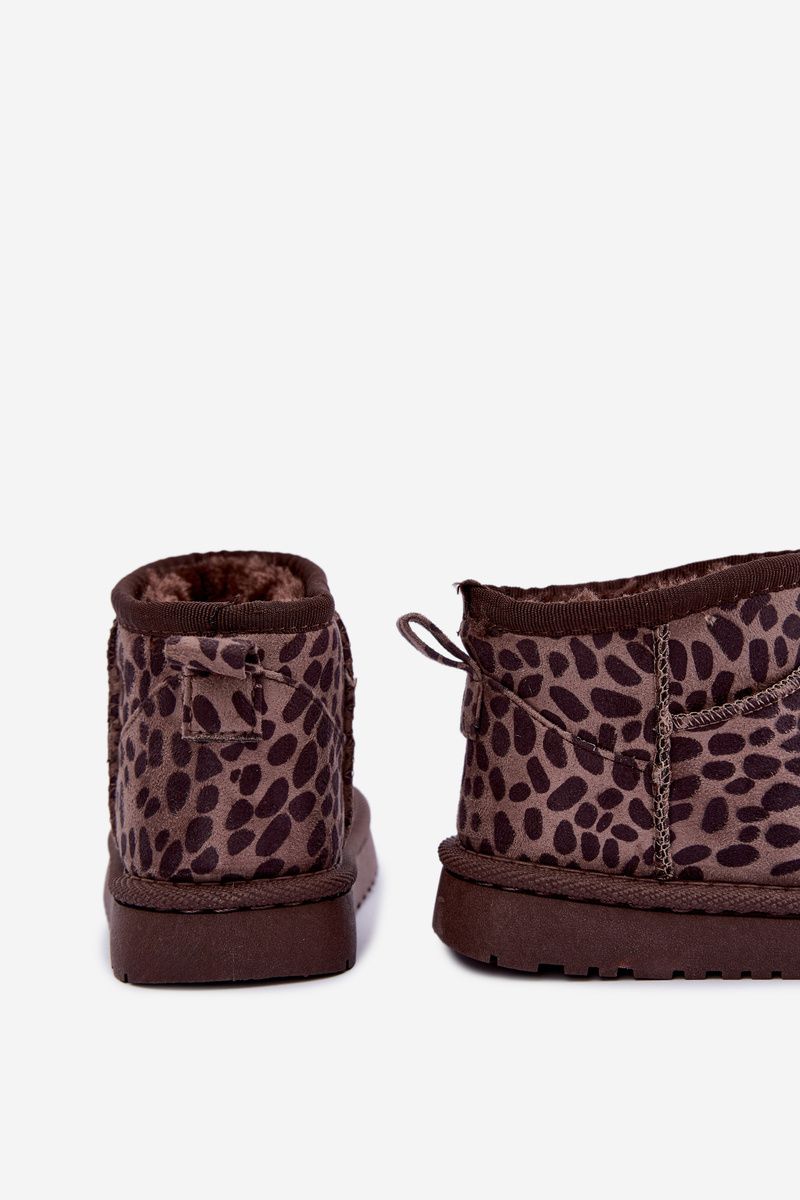 Schneestiefel mit Leopardenmuster, braun, aus Kunstveloursleder