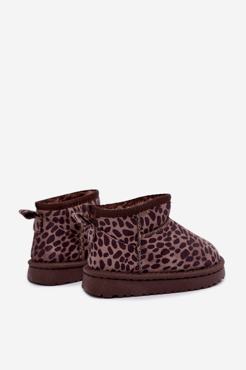 Schneestiefel mit Leopardenmuster, braun, aus Kunstveloursleder