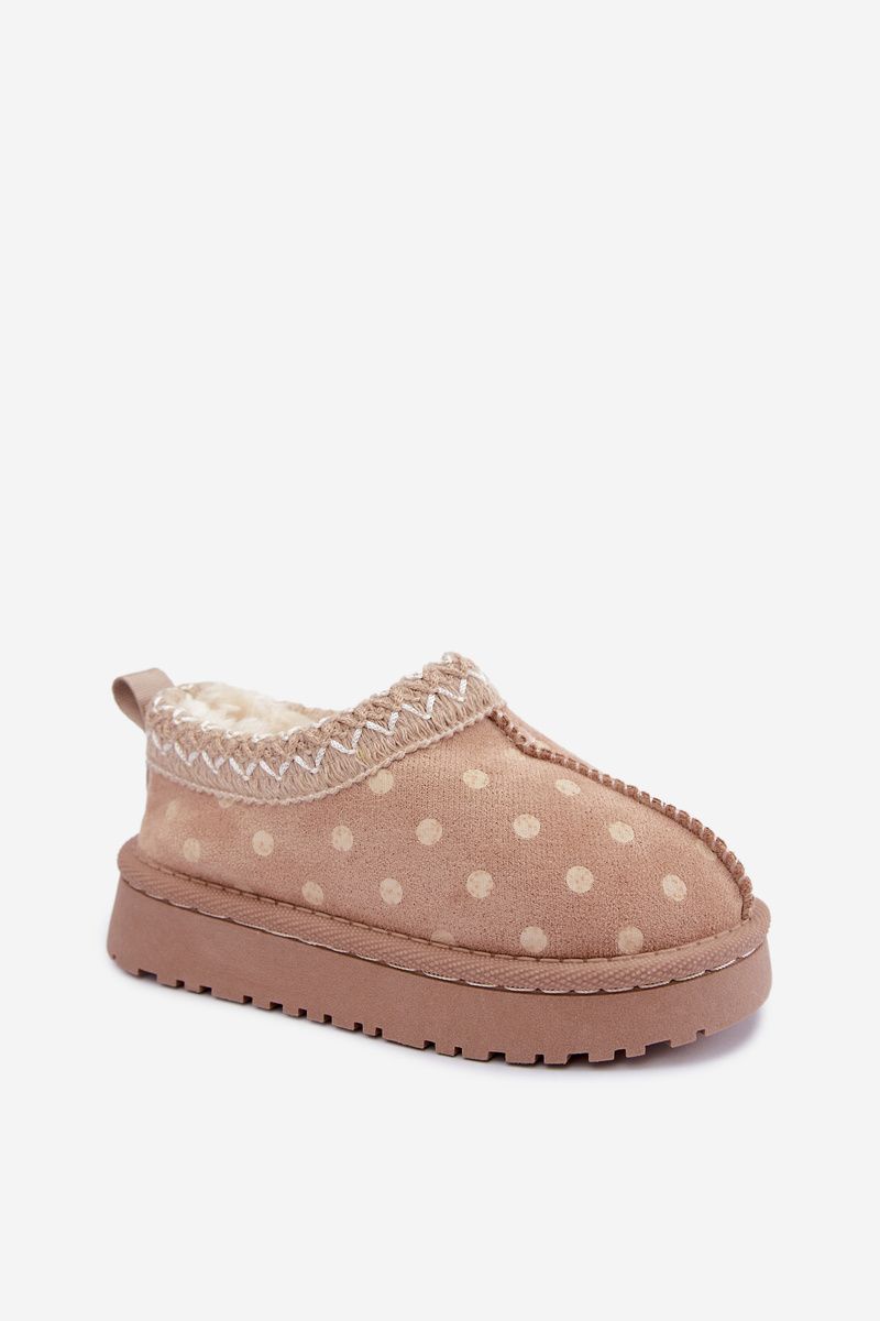 Beige Schneestiefel mit Muster und Stickerei