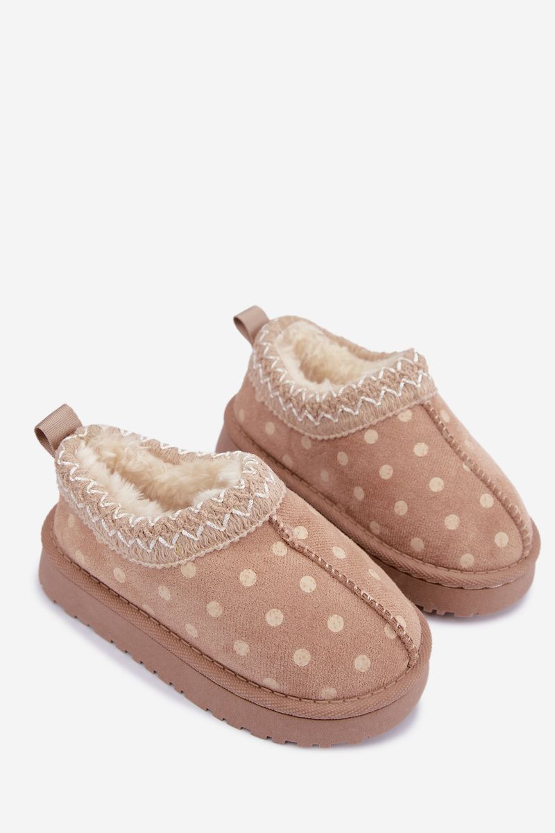 Beige Schneestiefel mit Muster und Stickerei