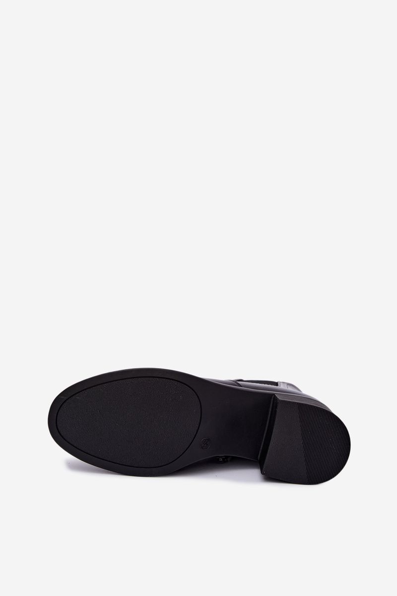 Schwarze Stiefelette aus Kunstleder mit Blockabsatz