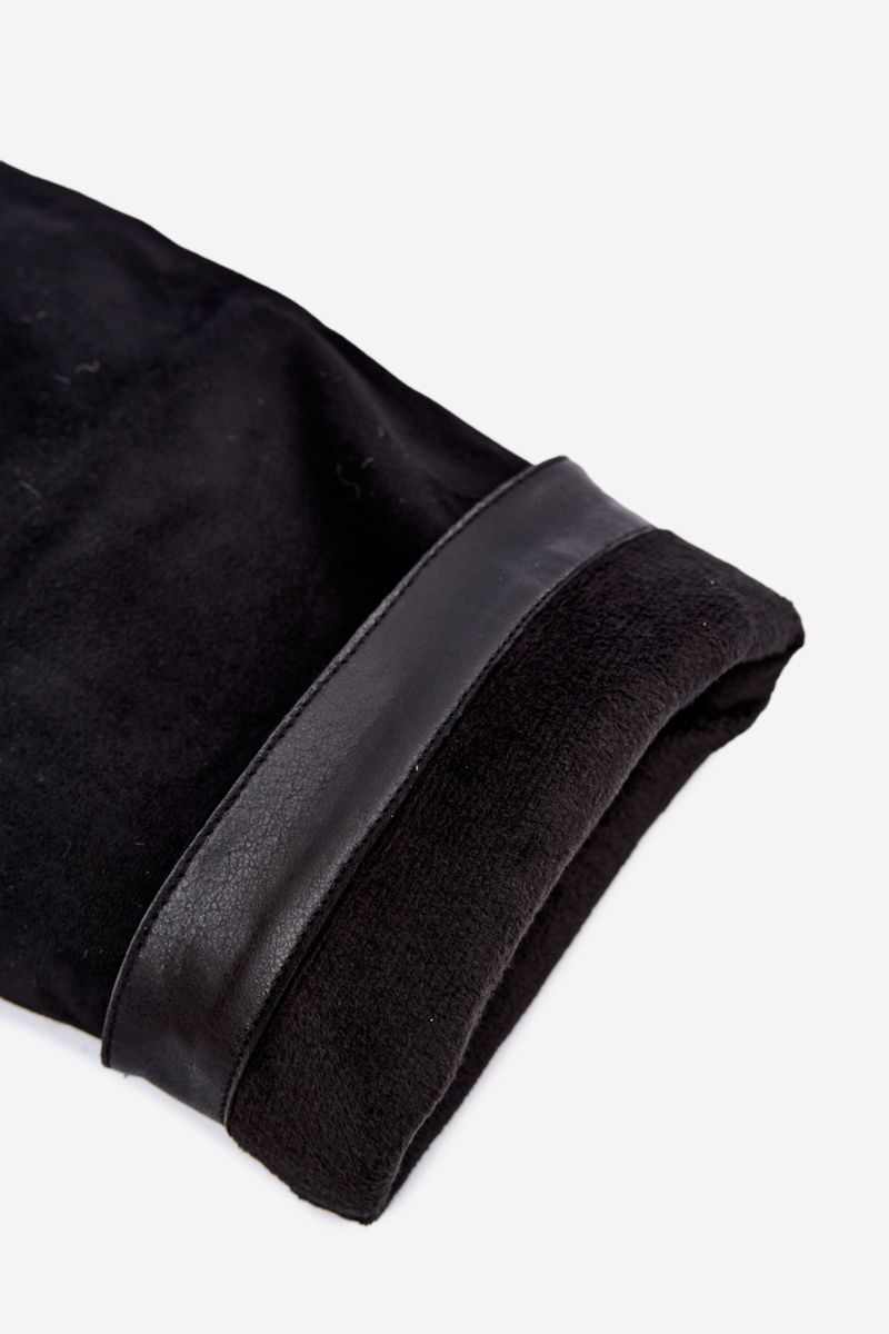 Gefütterte Overknee-Stiefel mit umgeschlagenem Schaft und Absatz schwarz
