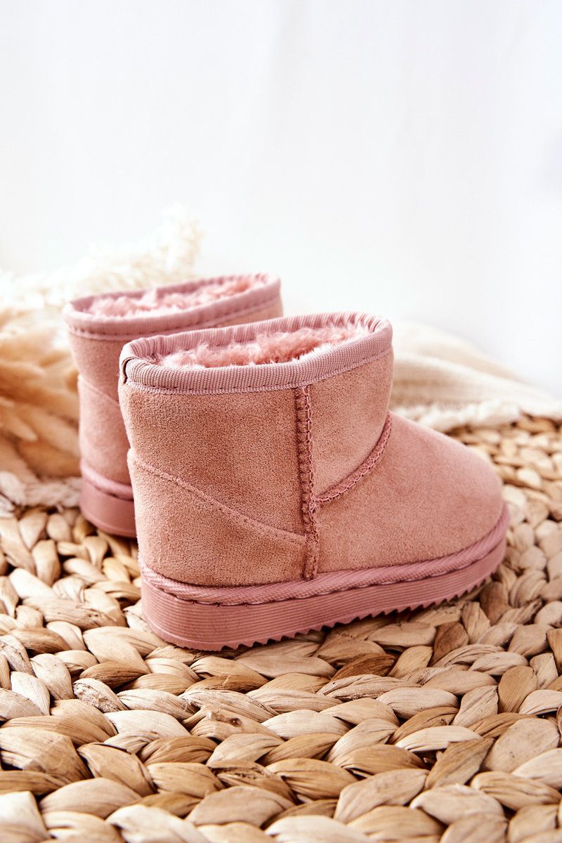 Gefütterte rosa Schneestiefel aus Wildlederimitat
