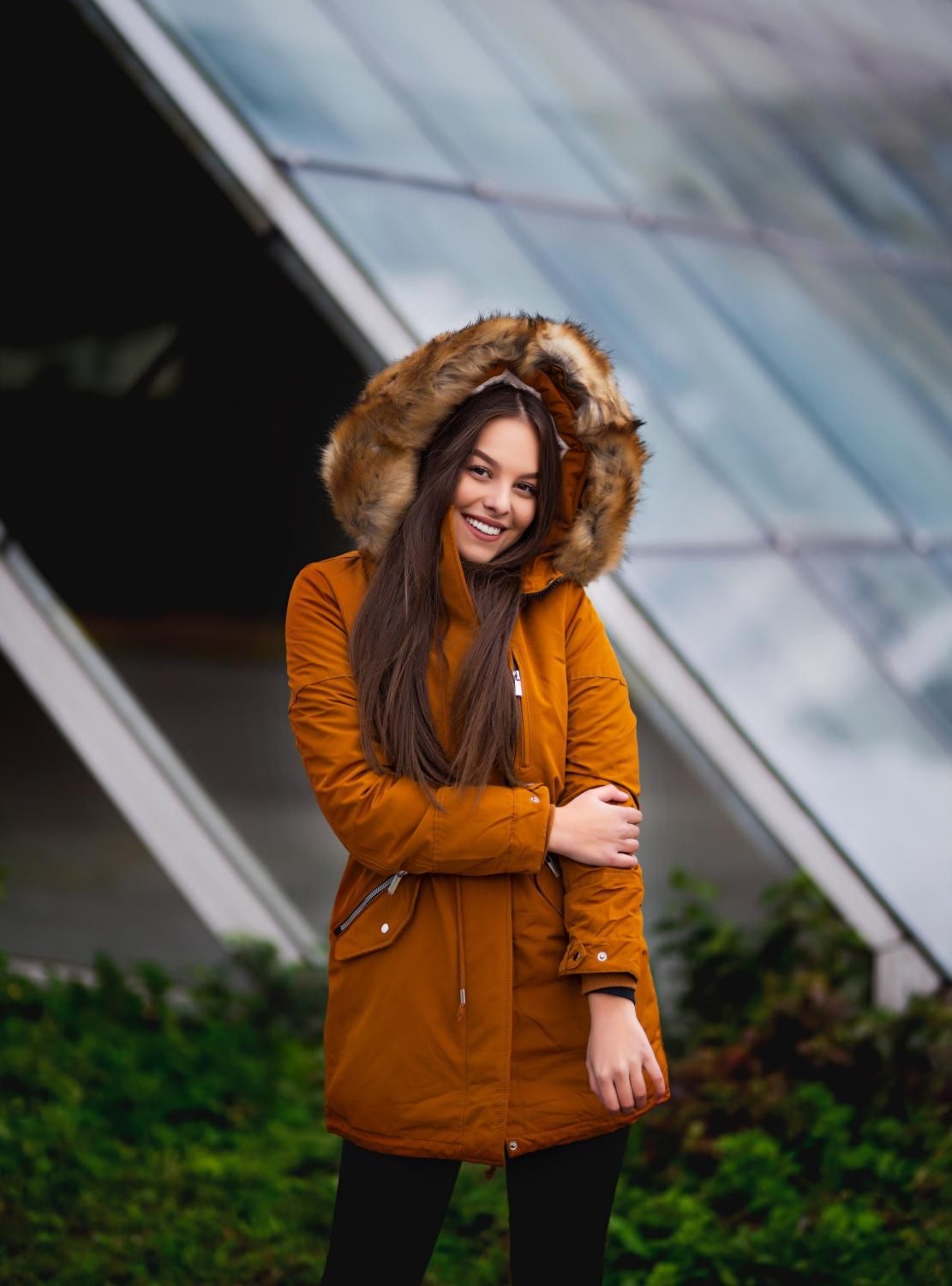 Winter Parkajacke mit Kunstfell braun/ecru