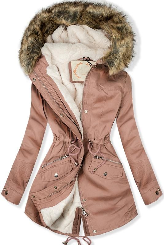 Parkajacke mit warmes Futter rosa