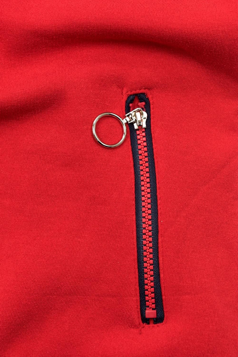 Sweatjacke mit schrägem Reißverschluss rot