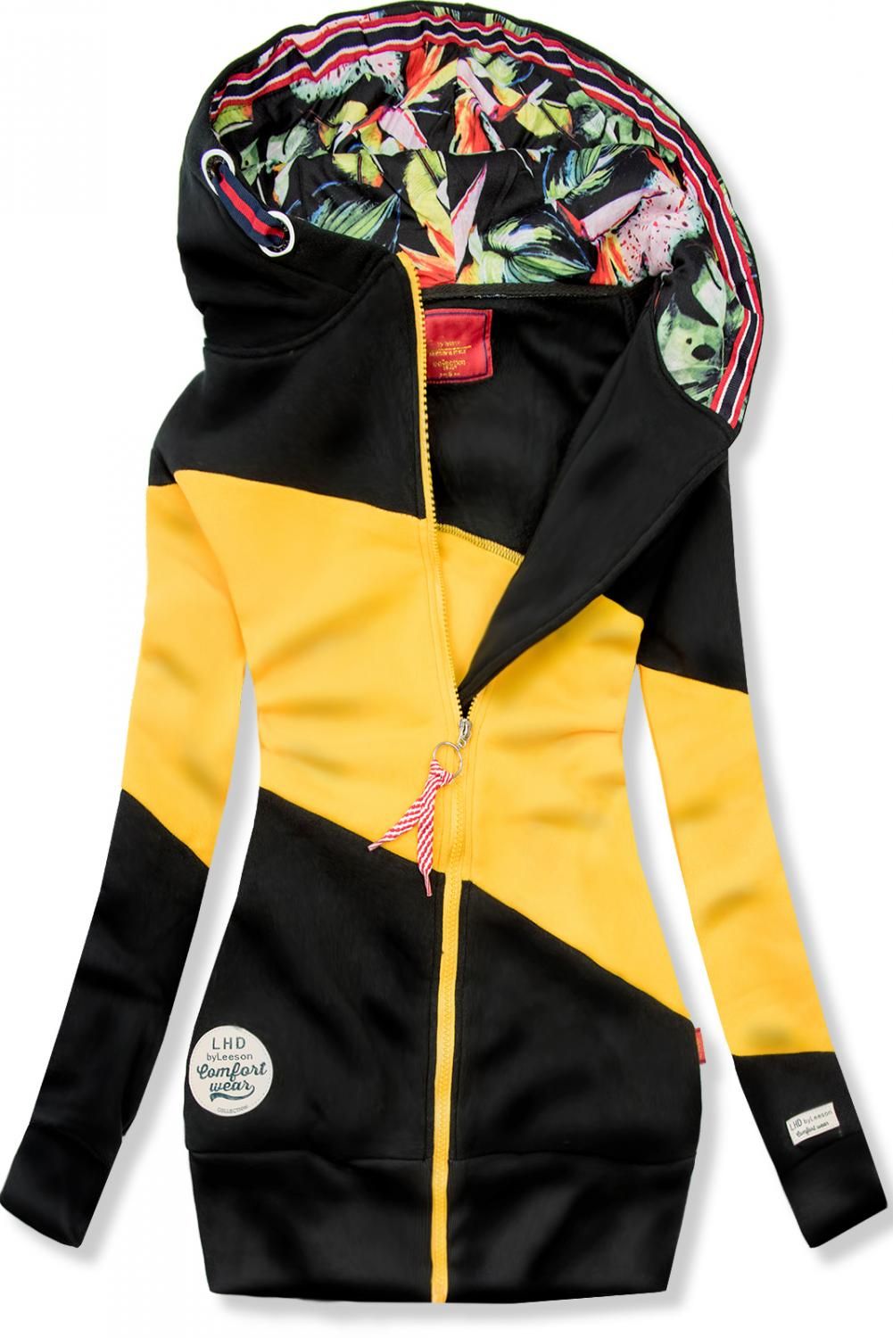 Sweatjacke im Colorblocking gelb/schwarz