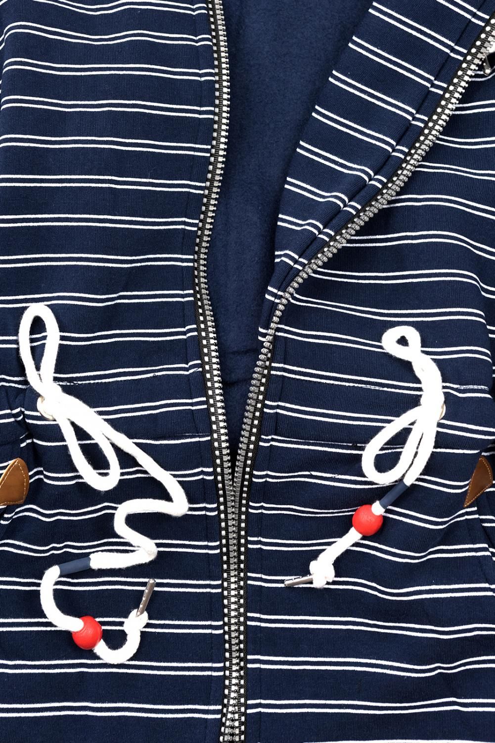 Gestreifte Sweatjacke dunkelblau