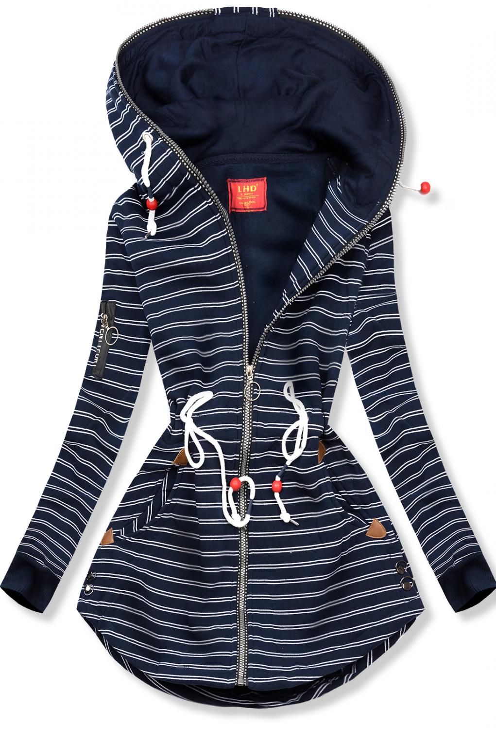 Gestreifte Sweatjacke dunkelblau