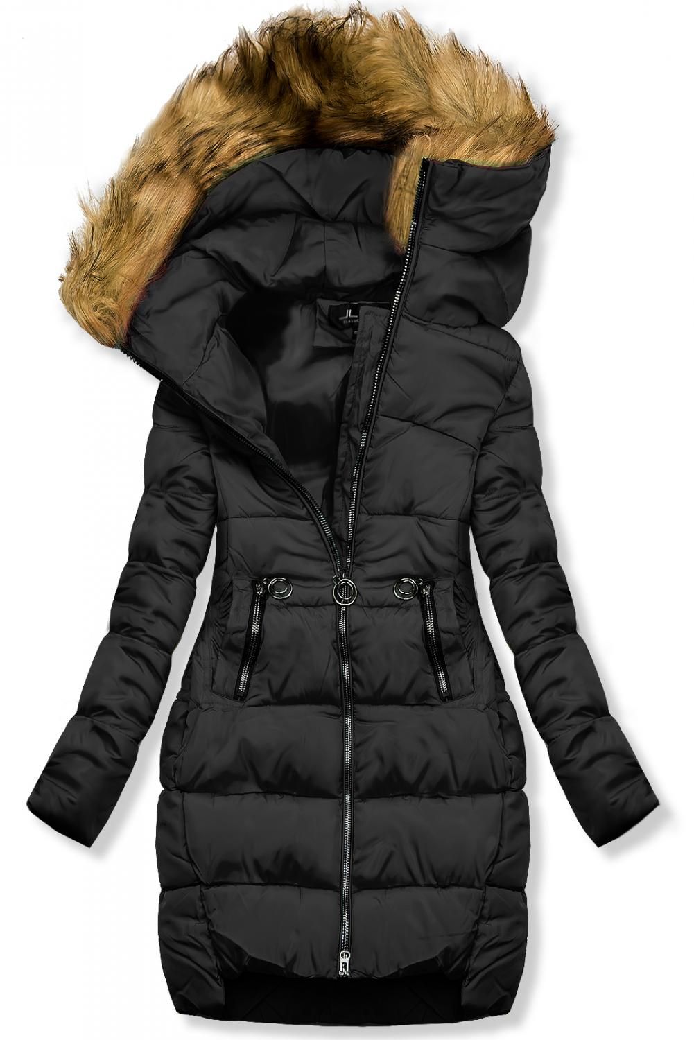 Winterjacke mit Kapuze schwarz