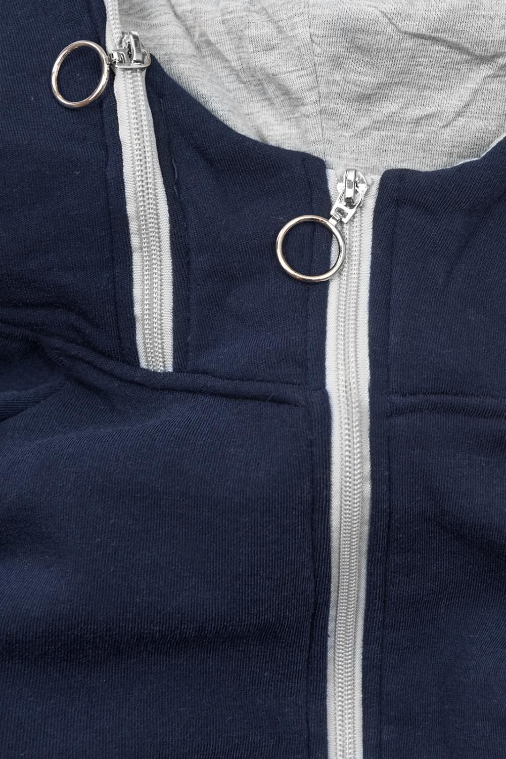 Long-Sweatjacke mit Kapuze blau