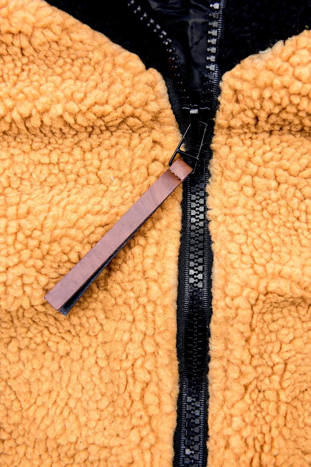 Jacke mit Kunstpelz schwarz/gelb