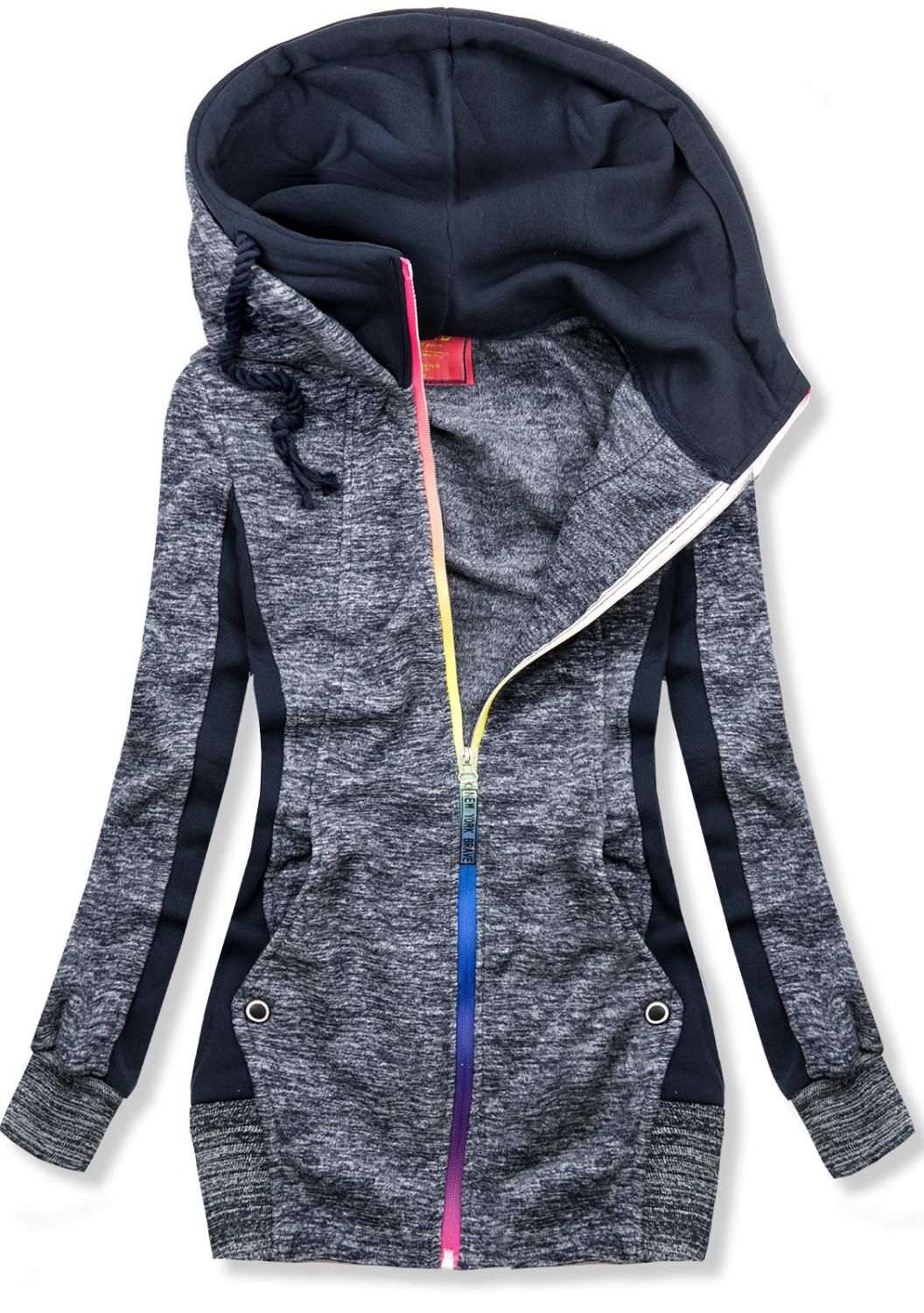 Fleecejacke mit Kapuze dunkelblau