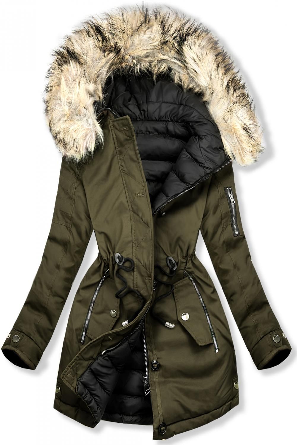 Wende-Parka für Winter khaki