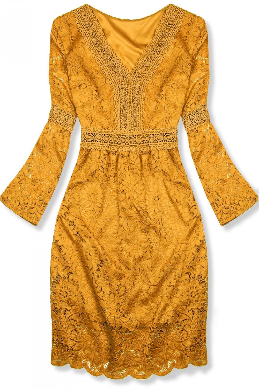 Spitzenkleid mustard